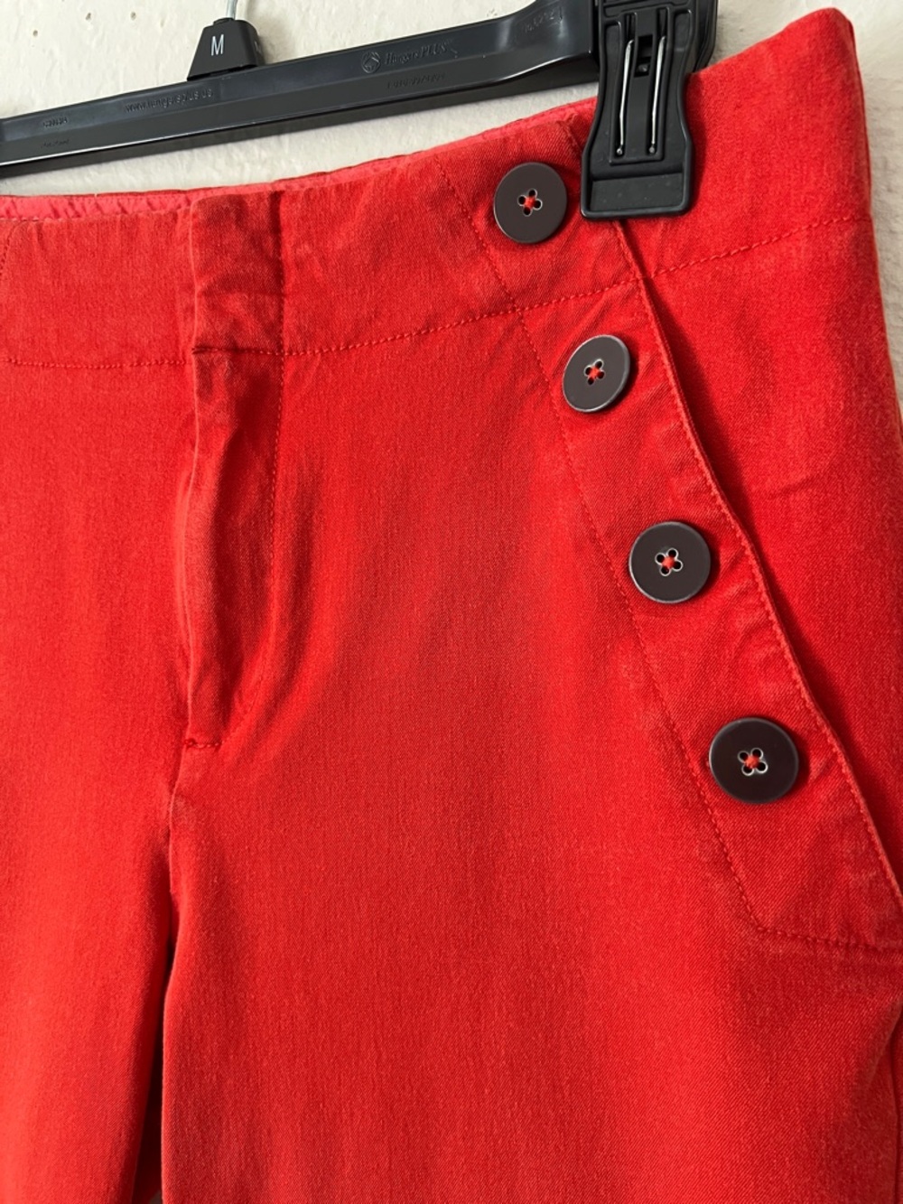 Like New! Anthropologie The Essential Slim Orange Red Button Skinny Cropped 6 - Picture 5 of 13